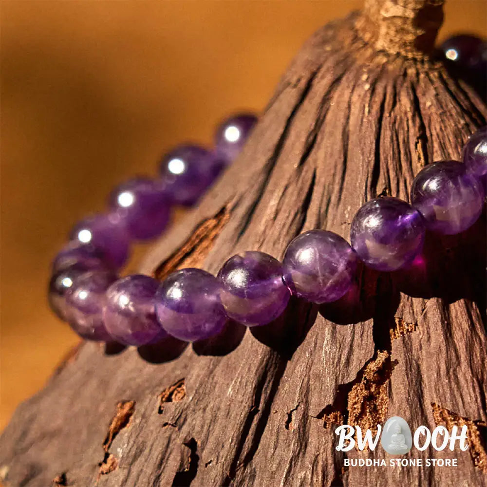 Buddha Stones Natural Amethyst Inner Peace Meditation Bracelet - BWOOOH - Amethyst(Wrist Circumference: 14-16cm)