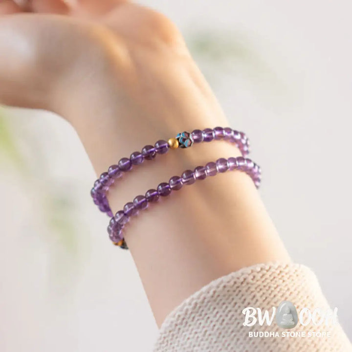 Buddha Stones Natural Amethyst Lotus Spiritual Awareness Bracelet - BWOOOH - Bracelet