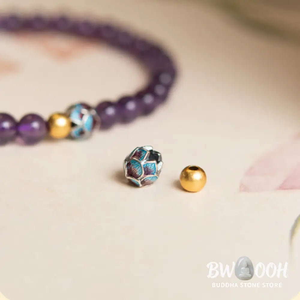 Buddha Stones Natural Amethyst Lotus Spiritual Awareness Bracelet - BWOOOH - Bracelet