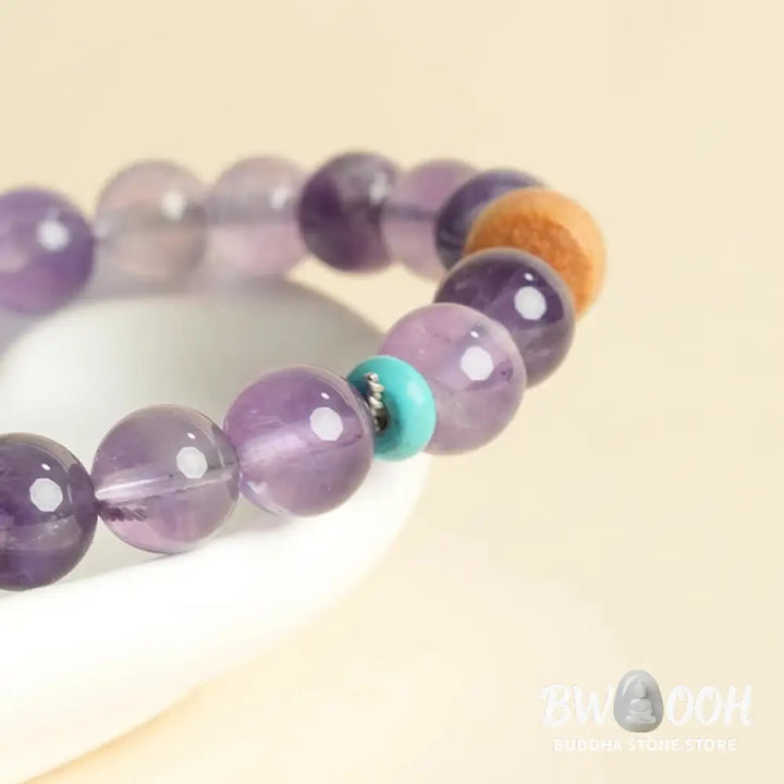 Buddha Stones Natural Amethyst Lucky Wooden Beads Peace Bracelet - BWOOOH - Bracelet