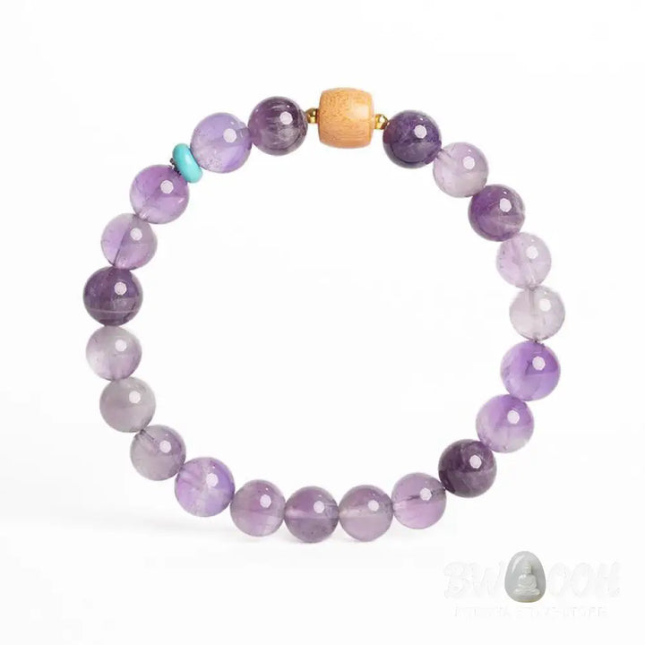 Buddha Stones Natural Amethyst Lucky Wooden Beads Peace Bracelet - BWOOOH - Bracelet