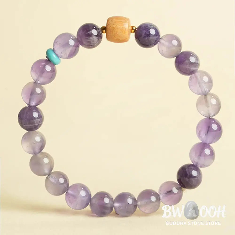Buddha Stones Natural Amethyst Lucky Wooden Beads Peace Bracelet - BWOOOH - Bracelet