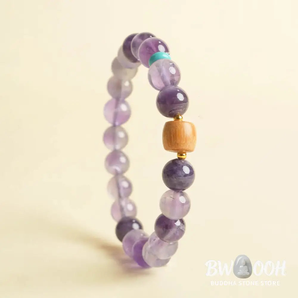 Buddha Stones Natural Amethyst Lucky Wooden Beads Peace Bracelet - BWOOOH - Bracelet