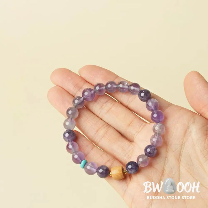 Buddha Stones Natural Amethyst Lucky Wooden Beads Peace Bracelet - BWOOOH - Bracelet