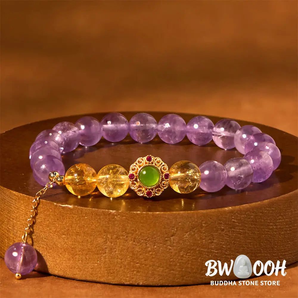 Buddha Stones Natural Amethyst Meditation Balance Bracelet - BWOOOH - Amethyst(Wrist Circumference: 15-16cm) - Bracelet