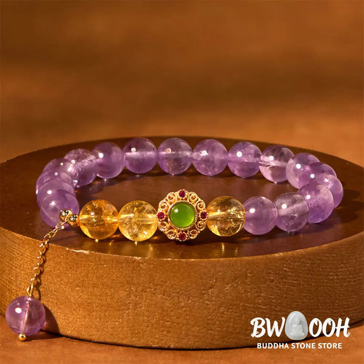 Buddha Stones Natural Amethyst Meditation Balance Bracelet - BWOOOH - Amethyst(Wrist Circumference: 15-16cm) - Bracelet