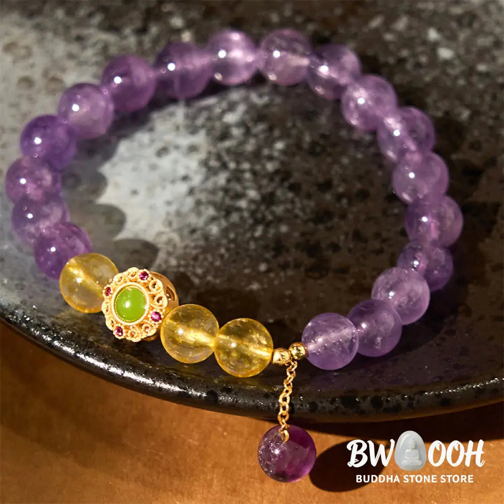 Buddha Stones Natural Amethyst Meditation Balance Bracelet - BWOOOH - Amethyst(Wrist Circumference: 15-16cm) - Bracelet