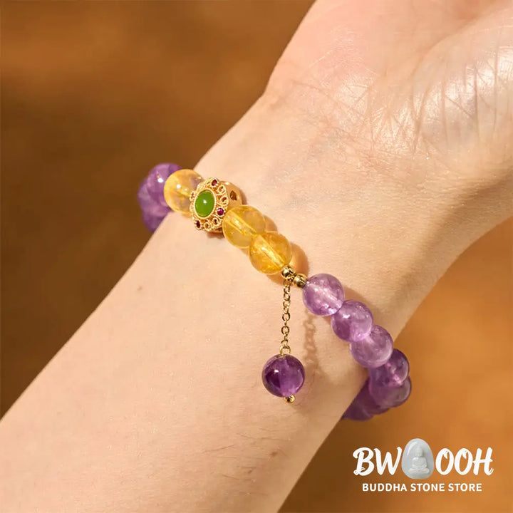 Buddha Stones Natural Amethyst Meditation Balance Bracelet - BWOOOH - Amethyst(Wrist Circumference: 15-16cm) - Bracelet