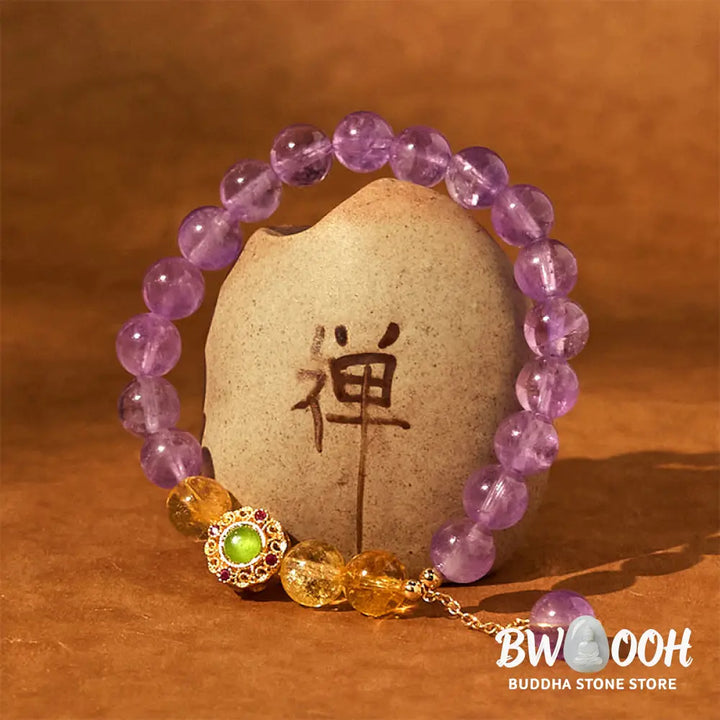 Buddha Stones Natural Amethyst Meditation Balance Bracelet - BWOOOH - Amethyst(Wrist Circumference: 15-16cm) - Bracelet