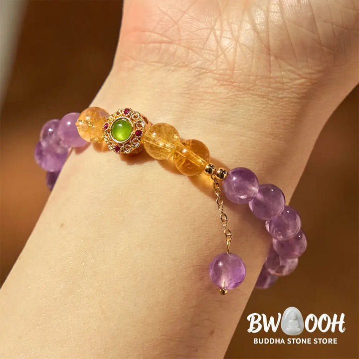 Buddha Stones Natural Amethyst Meditation Balance Bracelet - BWOOOH - Amethyst(Wrist Circumference: 15-16cm) - Bracelet