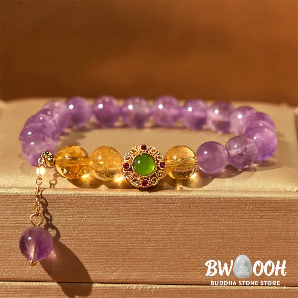 Buddha Stones Natural Amethyst Meditation Balance Bracelet - BWOOOH - Amethyst(Wrist Circumference: 15-16cm) - Bracelet