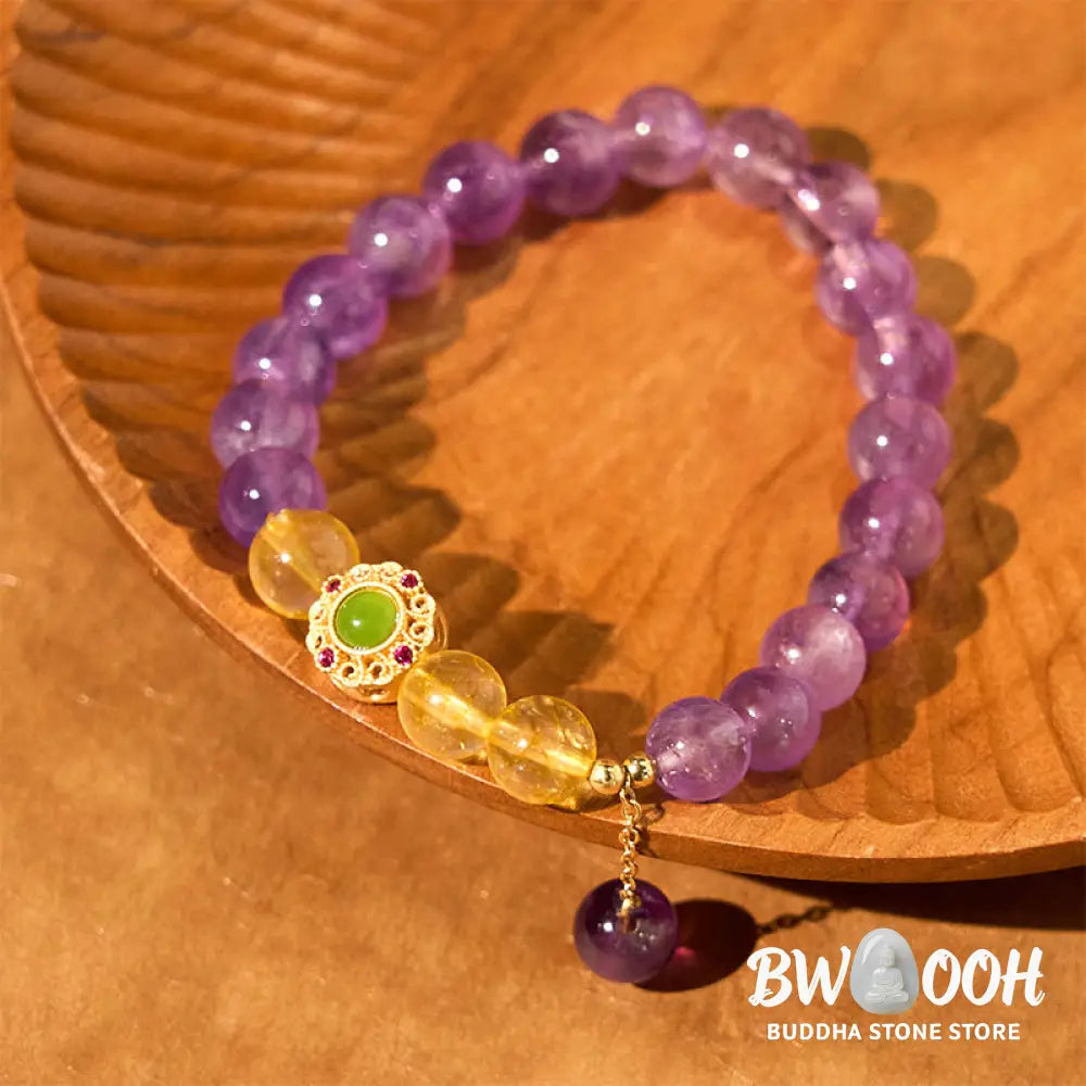 Buddha Stones Natural Amethyst Meditation Balance Bracelet - BWOOOH - Amethyst(Wrist Circumference: 15-16cm) - Bracelet