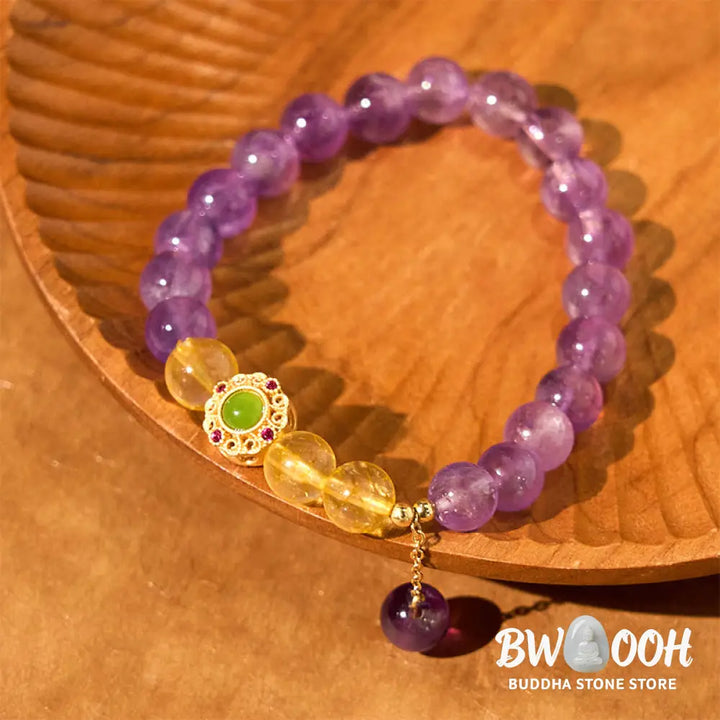 Buddha Stones Natural Amethyst Meditation Balance Bracelet - BWOOOH - Amethyst(Wrist Circumference: 15-16cm) - Bracelet