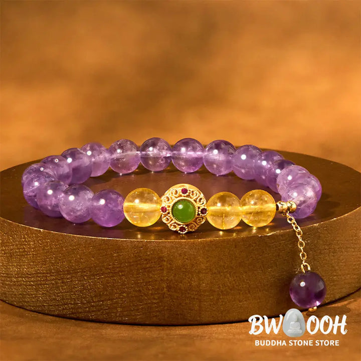 Buddha Stones Natural Amethyst Meditation Balance Bracelet - BWOOOH - Amethyst(Wrist Circumference: 15-16cm) - Bracelet