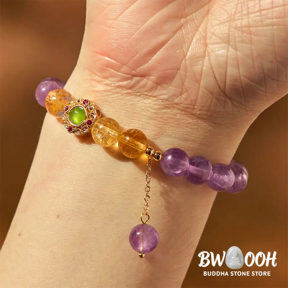 Buddha Stones Natural Amethyst Meditation Balance Bracelet - BWOOOH - Amethyst(Wrist Circumference: 15-16cm) - Bracelet