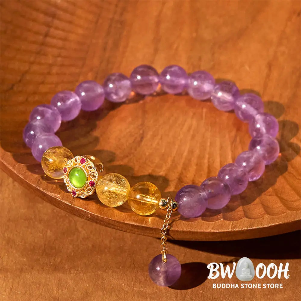 Buddha Stones Natural Amethyst Meditation Balance Bracelet - BWOOOH - Amethyst(Wrist Circumference: 15-16cm) - Bracelet