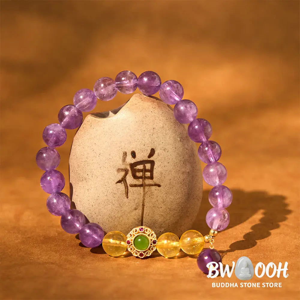 Buddha Stones Natural Amethyst Meditation Balance Bracelet - BWOOOH - Amethyst(Wrist Circumference: 15-16cm) - Bracelet