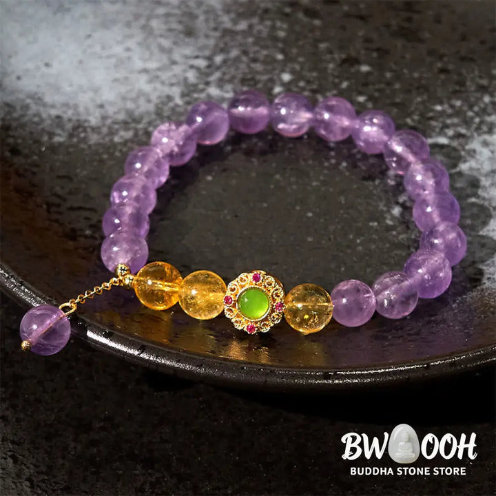 Buddha Stones Natural Amethyst Meditation Balance Bracelet - BWOOOH - Amethyst(Wrist Circumference: 15-16cm) - Bracelet