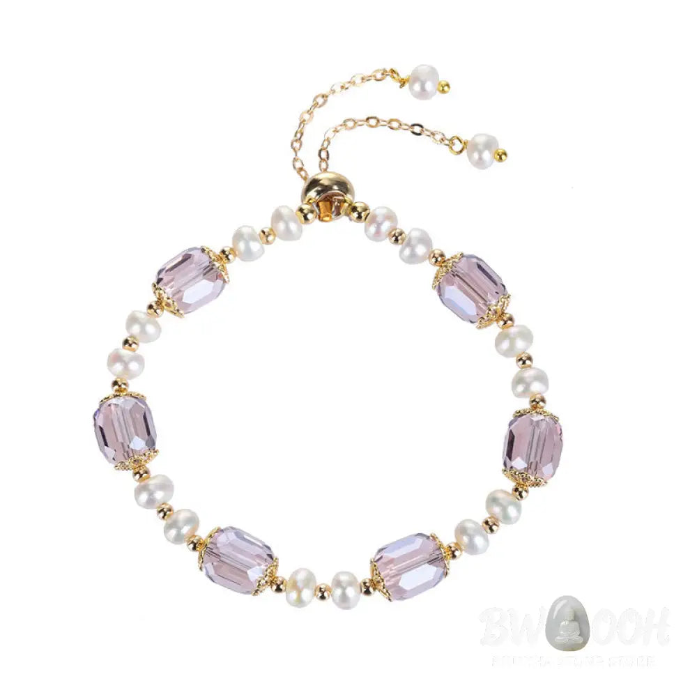 BWOOOH Natural Amethyst Pearl Peace Healing Chain Bracelet - Amethyst&amp;Pearl(Wrist Circumference 14-16cm)
