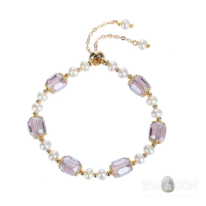 BWOOOH Natural Amethyst Pearl Peace Healing Chain Bracelet - Amethyst&amp;Pearl(Wrist Circumference 14-16cm)