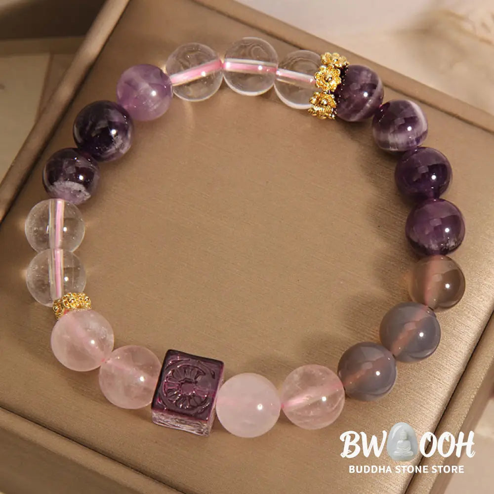 Buddha Stones Natural Amethyst Pink Crystal Inner Peace And Healing Bracelet - BWOOOH - Amethyst Pink Crystal(Wrist