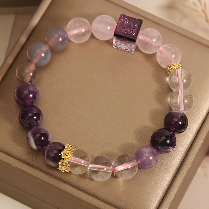 BWOOOH Natural Amethyst Pink Crystal Inner Peace And Healing Bracelet - BWOOOH - Amethyst Pink Crystal(Wrist