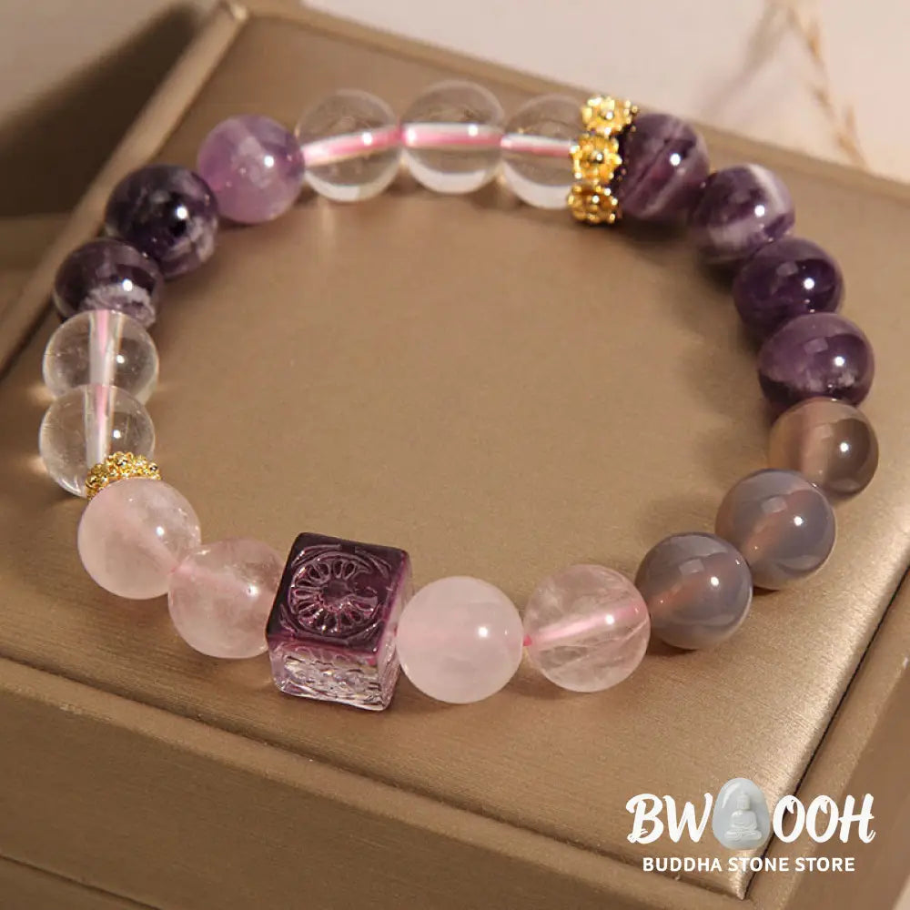 Buddha Stones Natural Amethyst Pink Crystal Inner Peace And Healing Bracelet - BWOOOH - Amethyst Pink Crystal(Wrist