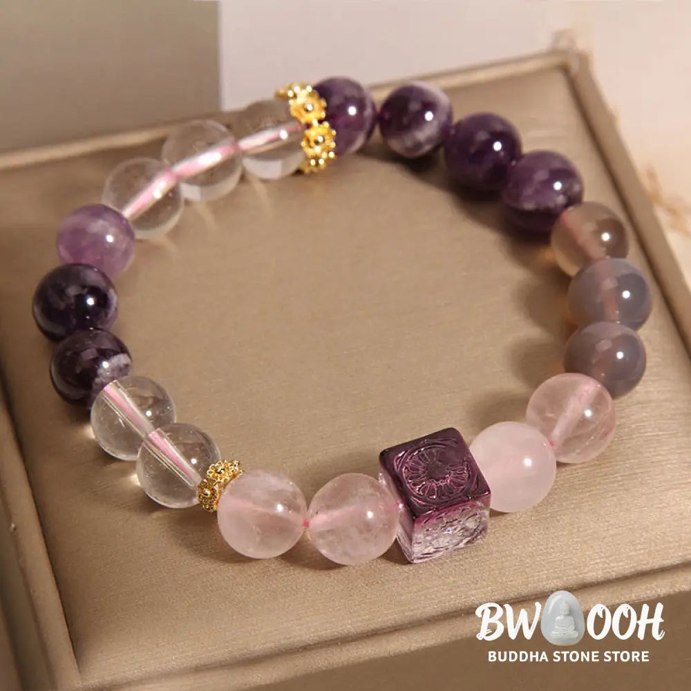 Buddha Stones Natural Amethyst Pink Crystal Inner Peace And Healing Bracelet - BWOOOH - Amethyst Pink Crystal(Wrist
