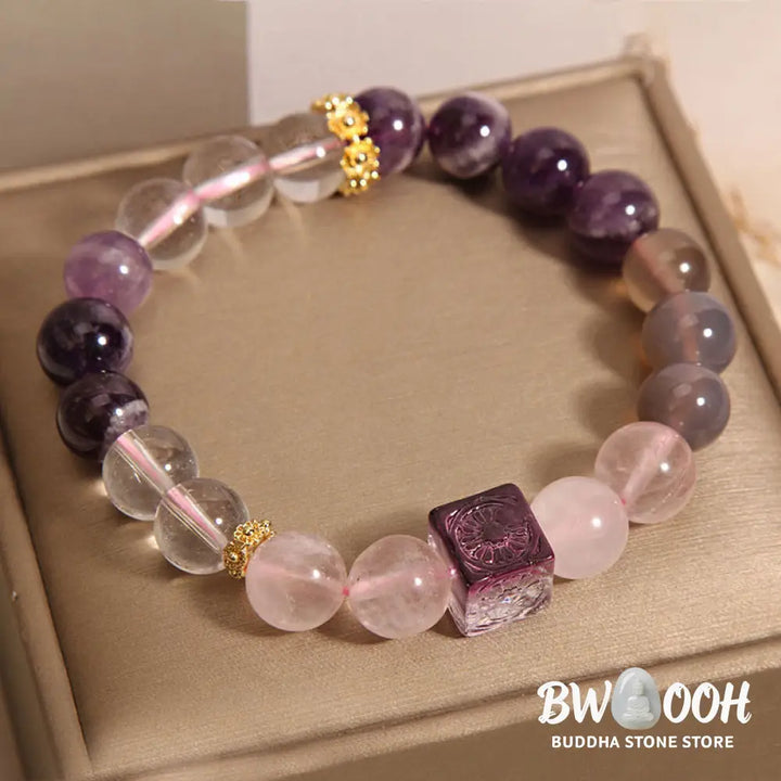 Buddha Stones Natural Amethyst Pink Crystal Inner Peace And Healing Bracelet - BWOOOH - Amethyst Pink Crystal(Wrist