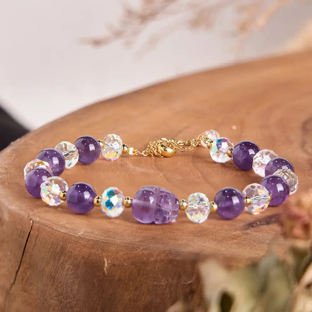 BWOOOH Natural Amethyst Pixiu Crystal Balance Bracelet - BWOOOH - Amethyst(Wrist Circumference:15-16cm)
