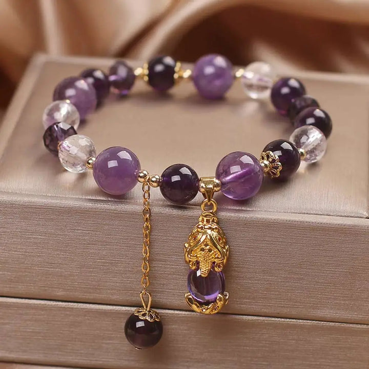 BWOOOH  Natural Amethyst PiXiu Healing Bracelet – Amethyst and Pixiu crystal healing bracelet for healing and spiritual wellness