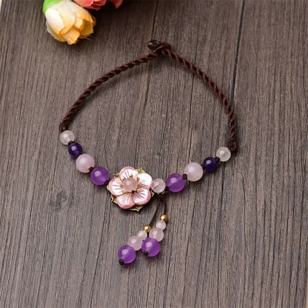 BWOOOH Natural Amethyst Rose Quartz Crystal Charm Lucky H