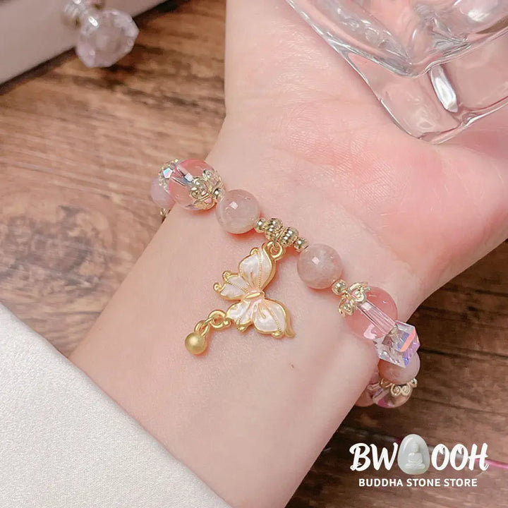Buddha Stones Natural Amethyst Sun Stone Butterfly Peace Bracelet - BWOOOH - Bracelet