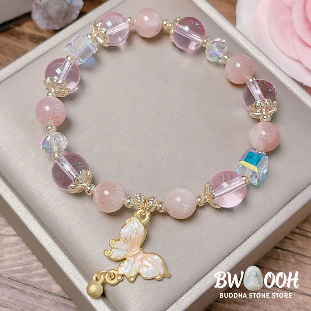 Buddha Stones Natural Amethyst Sun Stone Butterfly Peace Bracelet - BWOOOH - Bracelet