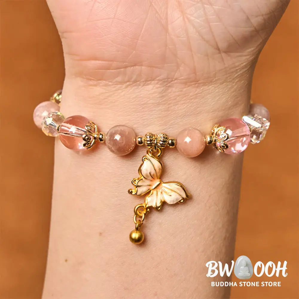 Buddha Stones Natural Amethyst Sun Stone Butterfly Peace Bracelet - BWOOOH - Bracelet