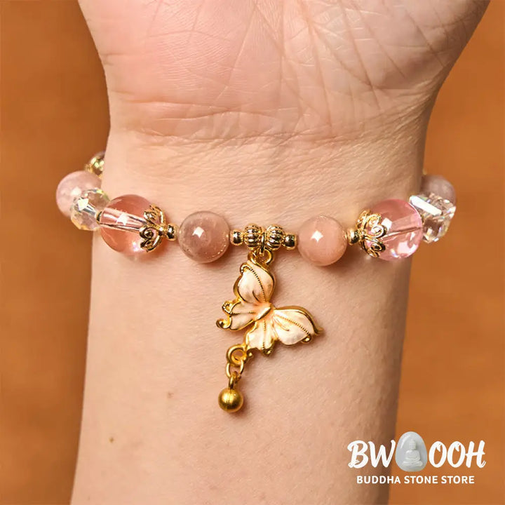 Buddha Stones Natural Amethyst Sun Stone Butterfly Peace Bracelet - BWOOOH - Bracelet