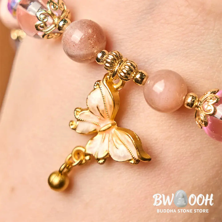 Buddha Stones Natural Amethyst Sun Stone Butterfly Peace Bracelet - BWOOOH - Bracelet