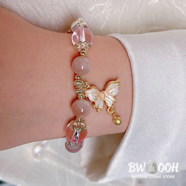 Buddha Stones Natural Amethyst Sun Stone Butterfly Peace Bracelet - BWOOOH - Bracelet