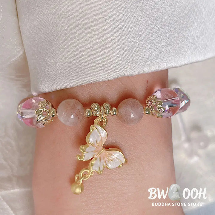 Buddha Stones Natural Amethyst Sun Stone Butterfly Peace Bracelet - BWOOOH - Bracelet