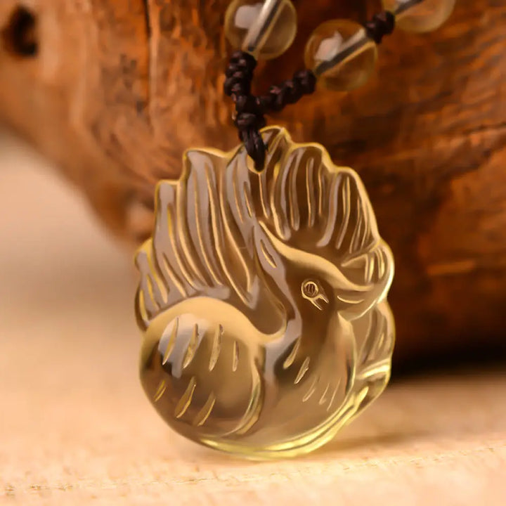 Buddha Stones Natural Amethyst White Crystal Citrine Nine Tailed Fox Luck Necklace Pendant - BWOOOH