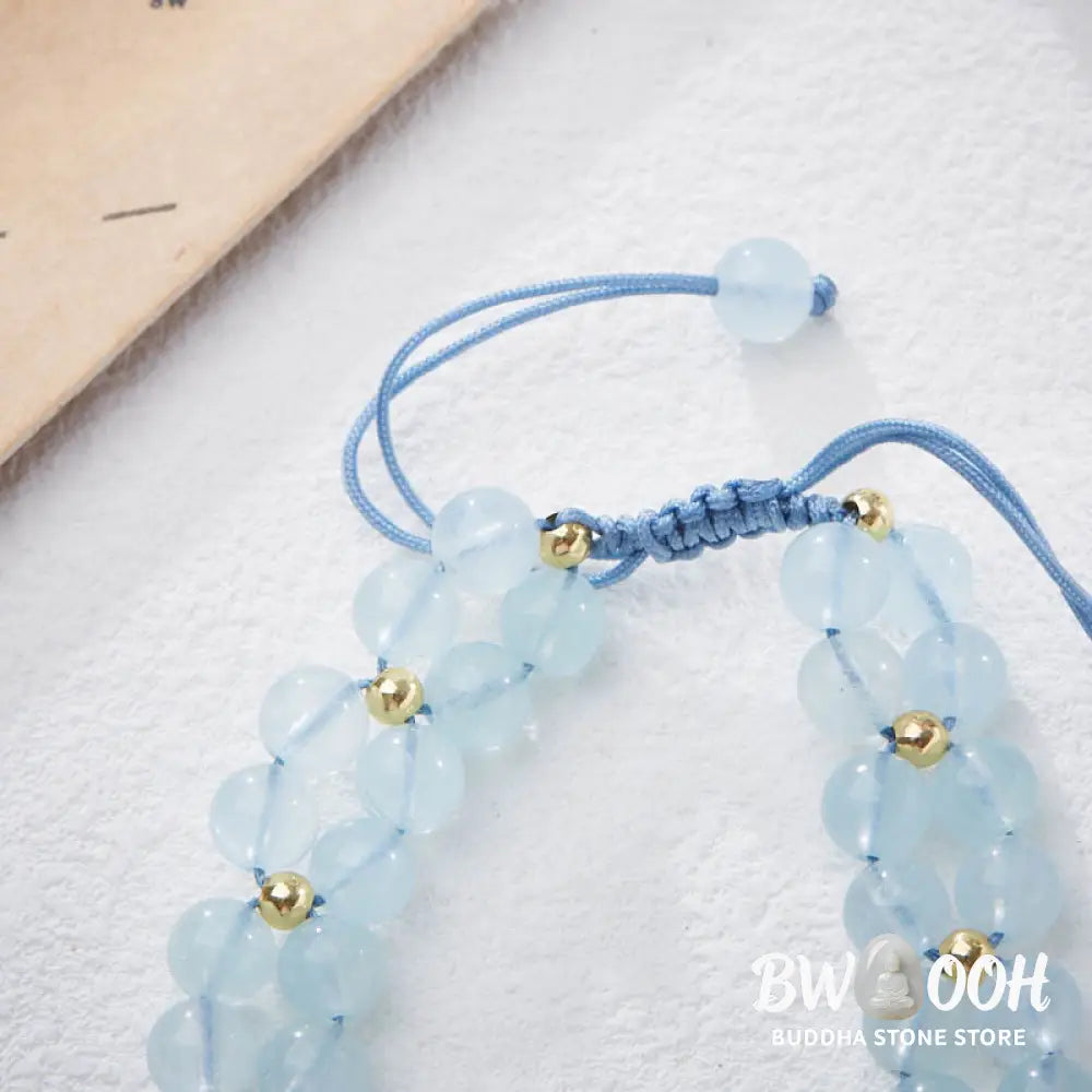 Buddha Stones Natural Aquamarine Amethyst Moonstone Butterfly Bamboo Healing Bracelet - BWOOOH - Bracelet