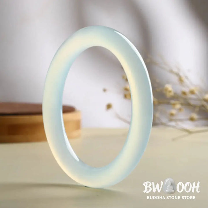 Buddha Stones Natural Aquamarine Blessing Serenity Bangle Bracelet - BWOOOH - Bracelet Bangle