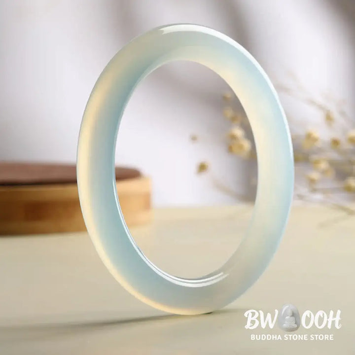 Buddha Stones Natural Aquamarine Blessing Serenity Bangle Bracelet - BWOOOH - Bracelet Bangle