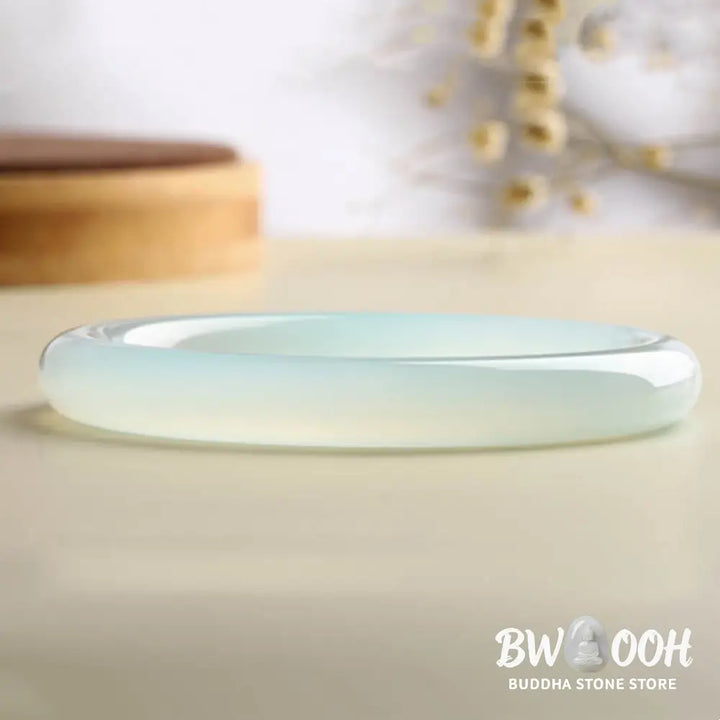 Buddha Stones Natural Aquamarine Blessing Serenity Bangle Bracelet - BWOOOH - Bracelet Bangle