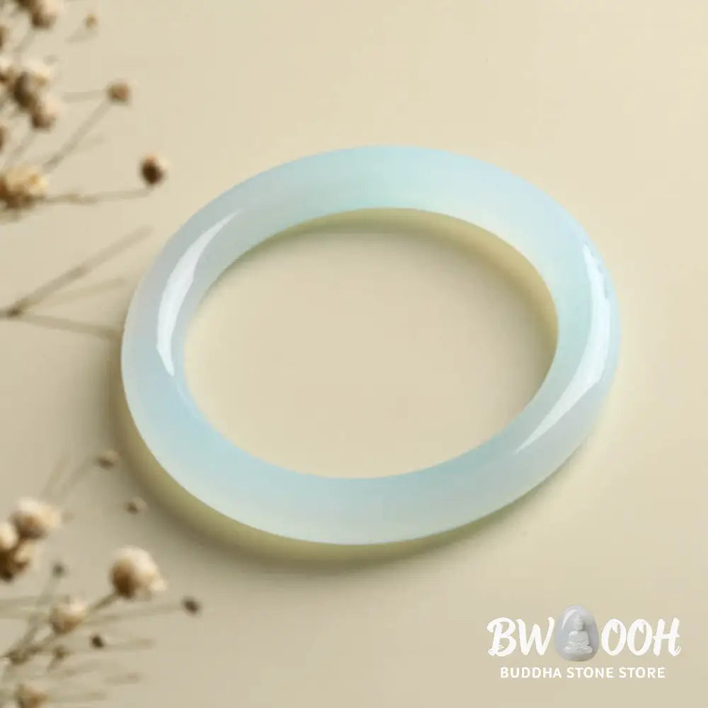 Buddha Stones Natural Aquamarine Blessing Serenity Bangle Bracelet - BWOOOH - Bracelet Bangle