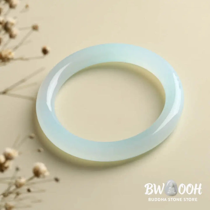 Buddha Stones Natural Aquamarine Blessing Serenity Bangle Bracelet - BWOOOH - Bracelet Bangle