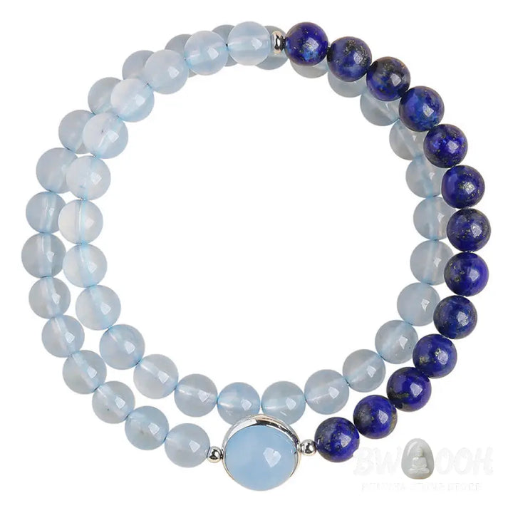 Buddha Stones Natural Aquamarine Lapis Lazuli Healing Bracelet - Bracelet