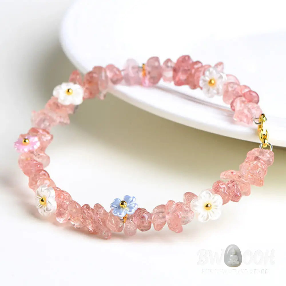 Buddha Stones Natural Aquamarine Peridot Strawberry Quartz Various Crystals Serenity Bracelet - Bracelet