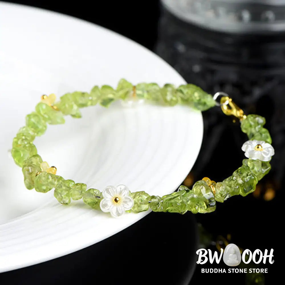 Buddha Stones Natural Aquamarine Peridot Strawberry Quartz Various Crystals Serenity Bracelet - Bracelet