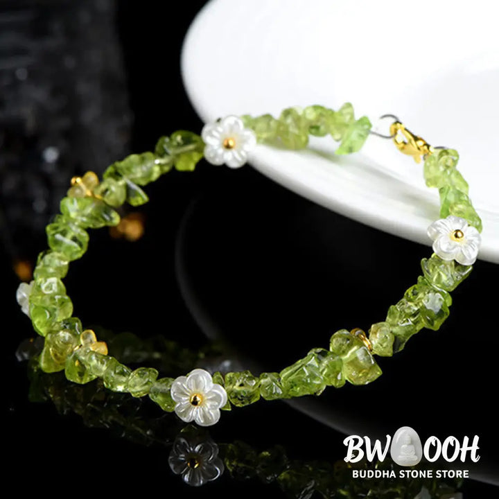 Buddha Stones Natural Aquamarine Peridot Strawberry Quartz Various Crystals Serenity Bracelet - Bracelet